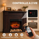 Camino Elettrico da Terra o Incasso 117x30x100 cm con Cornice 1800 W Effetto Fiamma 3D e Timer in Metallo e ABS Marrone      