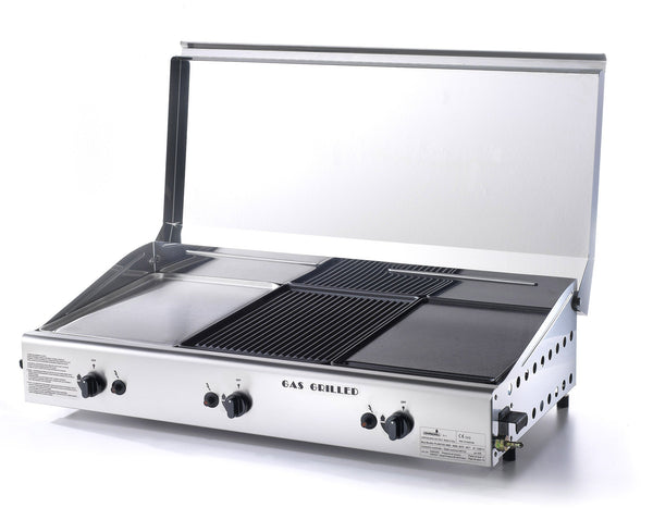 Tripla Piastra di Cottura in Ghisa e Acciaio a Gas GPL e Metano Ompagrill Plancha Trio/1 Cover/M online