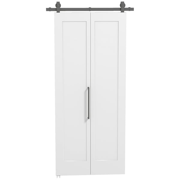 Porta Scorrevole a Libro 90x210 cm con Superficie Verniciabile in MDF e Carbonio Bianco prezzo