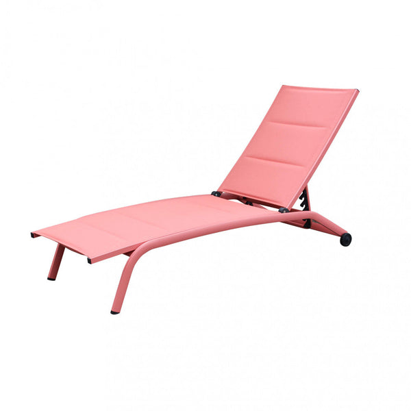 Lettino Prendisole da Giardino Itaca Impilabile 194x71x83 h cm in Textilene Rosso prezzo