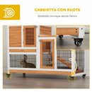 Conigliera 110x50x88 cm con Ruote Vassoi Estraibili e Casetta con Rampa in Legno Giallo e Bianco      