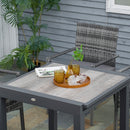 Set Tavolo Allungabile e 6 Sedie da Giardino con Cuscini in Rattan PE Grigio e Marrone
