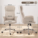Sedia da Ufficio Girevole 64,5x68,5x110-120 cm con Schienale Alto e Altezza Regolabile in Ciniglia Beige      
