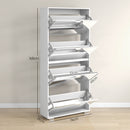 Scarpiera Salvaspazio Slim con Specchio e 4 Cassetti 24 Paia di Scarpe 76x26x178 cm Bianco 