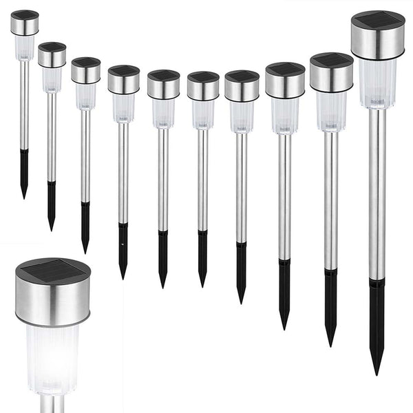 prezzo 10 Lampade da Giardino ricarica solare Paletti Solari Moderni LED Luce Bianca