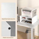 Mobile Porta Stampante con 3 Ripiani a 2 Livelli 47x40x22,5 cm in Truciolato Bianco     
