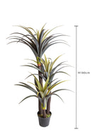 Pianta Artificiale Pianta di Dracena Composta da 3 Rami con Vaso H 180 cm