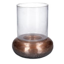 Portacandele in metallo bronzo tondo 1p cm Ø18/24xh29