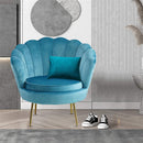 Poltrona a Conchiglia 78x73x78 cm in Velluto Vintage Piedi Oro Sofia Blu