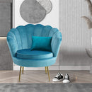 Poltrona a Conchiglia 78x73x78 cm in Velluto Vintage Piedi Oro Sofia Blu