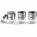 Set 3 Barattoli Porta Caffè Zucchero Sale Metallo Acciaio 750ml Accessori Cucina