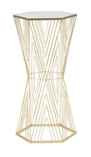 Tavolino Soggiorno Lines 6 40x35x80 cm in Ferro e Specchio Oro      