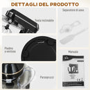 Impastatrice Planetaria 1400W con Ciotola 7L e 6 Velocità Gancio Impastatore Frusta e Sbattitore Nero      