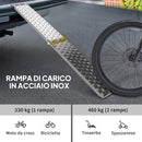 Rampa di Carico Pieghevole e Antiscivolo per Moto con Cinghia di Sicurezza in Acciaio Argento   