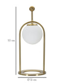 Lampada da Tavolo Glamy Arc Ø21x50 cm in Ferro e Vetro Oro e Bianco      