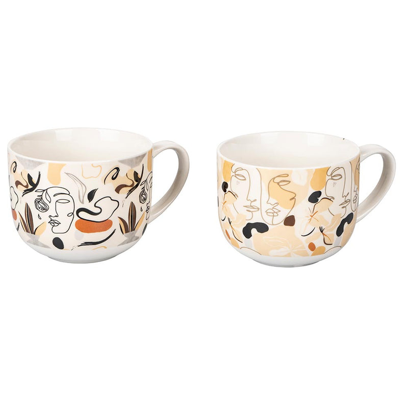 Set 2 Tazze Ø10,5x8,2 cm in Bone China VdE Tivoli 1996 Face to grey