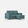 Divano 2 Posti con Pouf 148x155x85 cm Marrak in Tessuto Petrolio