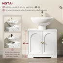 Mobile Sotto Lavabo Bagno 60x30x65 cm a 2 Ante con Ripiano Regolabile su 3 Livelli in Legno Bianco      