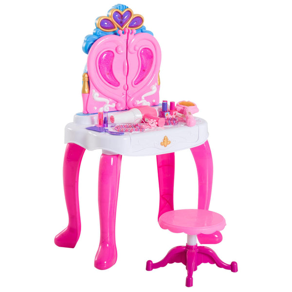 Specchiera per Bambini con Pianola e Sgabello Giocattolo per Bambini Rosa online