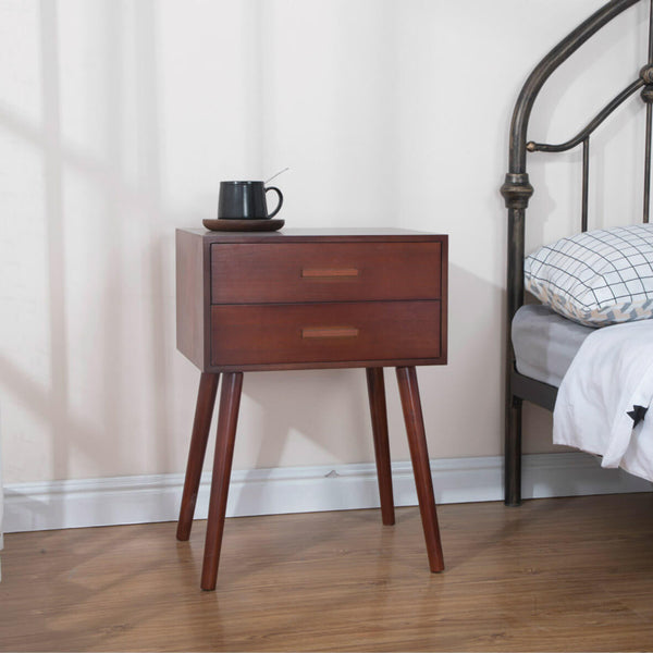 Comodino 2 Cassetti in Legno 45x35x59,5 cm Toby Noce prezzo