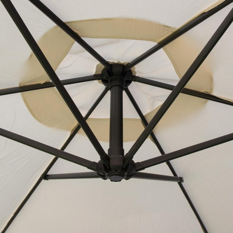 Ombrellone da Giardino Decentrato Ø3m in Acciaio Telo Beige con Flap