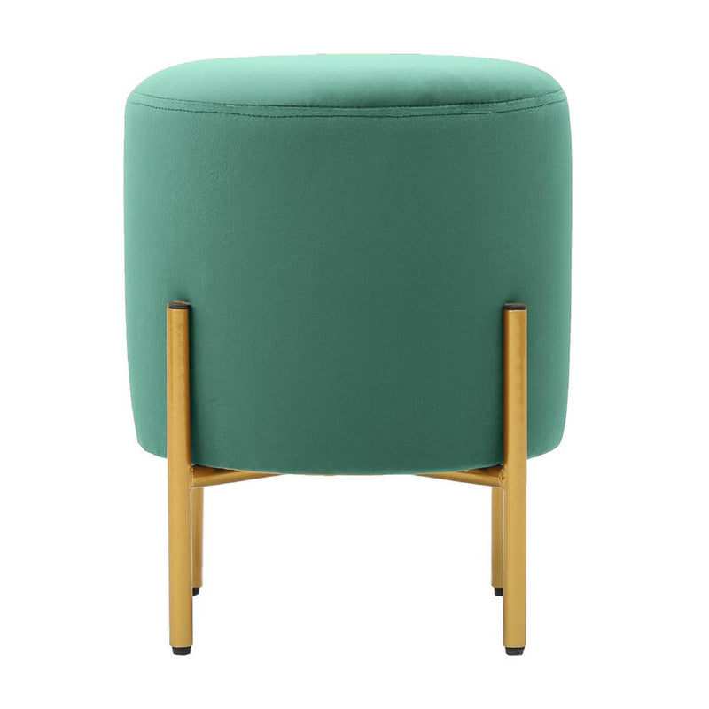 Pouf Ø35x42 cm in velluto verde e piedi in ottone