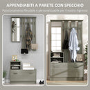 Mobile Guardaroba per Ingresso con Specchio Appendiabiti e Scarpiera Regolabile Grigio    