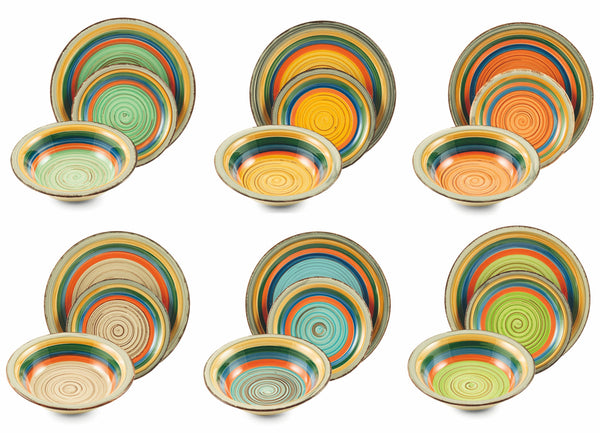 acquista Servizio Piatti 18 Pezzi in Stoneware Soriani Mambo Multicolor