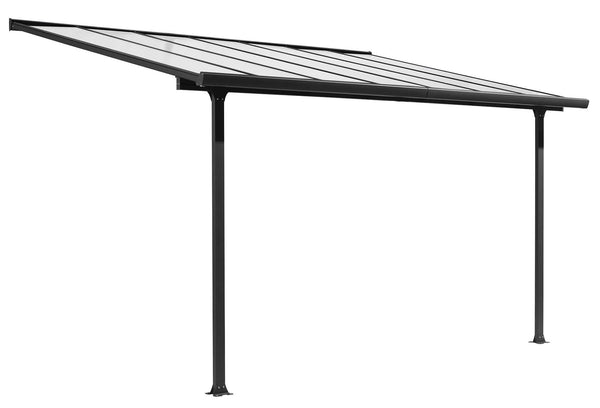 sconto Tettoia 2,95x3,03 m in Alluminio Grigio con Copertura in Policarbonato