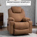 Poltrona Alzapersona Elettrica Massaggiante a 8 Punti 1 Motore 90x101x107 cm in Tessuto Effetto Lino Caffè