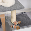 Tiragraffi con Cuccia per Gatti in Legno Sisal 59x39x62 cm  Grigia