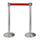 2 Colonnine Tendinastro 3 metri in Acciaio Inox Spazzolato Ø36x101 cm Nastro Rosso