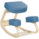 Sedia Ergonomica con Inginocchiatoio 51x69x58 cm in Betulla e Poliestere Blu  