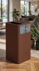 Pattumiera Per Raccolta Rifiuti 38x38xh80 cm In Acciaio Verniciato con Coperchio Basculante Marrone