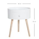 Tavolino da Salotto Moderno con Cassetto in Legno Bianco Ø38x45 cm 