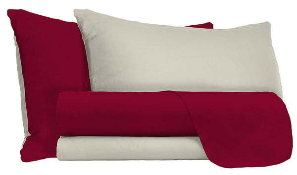 Set Lenzuola Sopra Sotto e Federe Doubleface Bordeaux\/Panna Varie Misure online