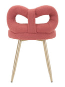 Sedia Mini Ilary Rosa Ø40x67 cm in MDF e Spugna e Ferro e Poliestere Rosa e Oro      
