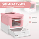 Lettiera Chiusa per Gatti 47,5x35,5x36,7 cm 2 Porte e Vassoio Estraibile in PP Rosa e Bianco  