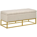 Panca Fondo Letto 110x44x48 cm con Contenitore in Poliestere Trapuntata Beige