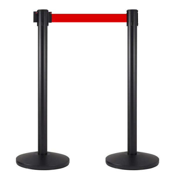 2 Colonnine Tendinastro 3 metri in Metallo Nero Opaco Ø36x101 cm Nastro Rosso prezzo