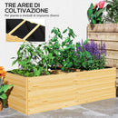 Fioriera Rettangolare 140x60x40 cm Divisa in 3 Aree con Strato in Tessuto non Tessuto in Legno di Abete   