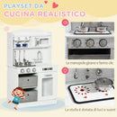 Cucina Giocattolo per Bambini 60,1x31,7x92,9 cm con Luci e Utensili in MDF e PP Bianca