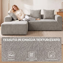 Divano Angolare 3 Posti Senza Struttura 242x178x83 cm con Seduta Ampia e Profonda in Ciniglia Grigio Chiaro      
