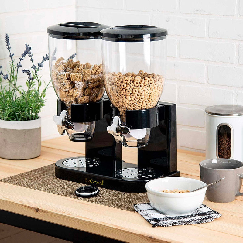 Doppio Contenitore Dispenser per Cereali Frutta Secca 8 Litri Nero