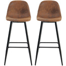 Set 2 Sgabelli da Cucina Bar Ristorante Marrone in Pelle Scamosciata e Metallo Nero