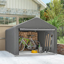 Capanno da Giardino 2x2,4 m Impermeabile Porta Avvolgibile e Telaio in Metallo Grigio Chiaro      