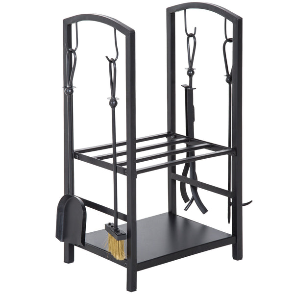 prezzo Portalegna Legnaia in Ferro 40x30x74 cm Max 100Kg con Attrezzi Nero