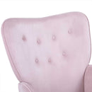 Poltrona Sedia Dondolo Relax Tessuto e Metallo Imbottita Design Moderno Rosa