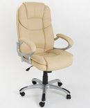 Sedia Poltrona Presidenziale da Ufficio in Similpelle Bozzini Silky Beige