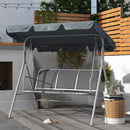 Dondolo da Giardino a 3 Posti 171x108x154 cm con Tetto Parasole Rimovibile in Metallo Grigio scuro      